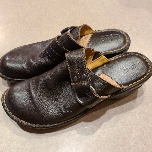 BOC Born Concept C31606 Brown Leather Slip On Clog Shoe Women Size US 10 EU 42 - Picture 4 of 11